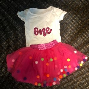First Birthday onesie with tutu! EUC